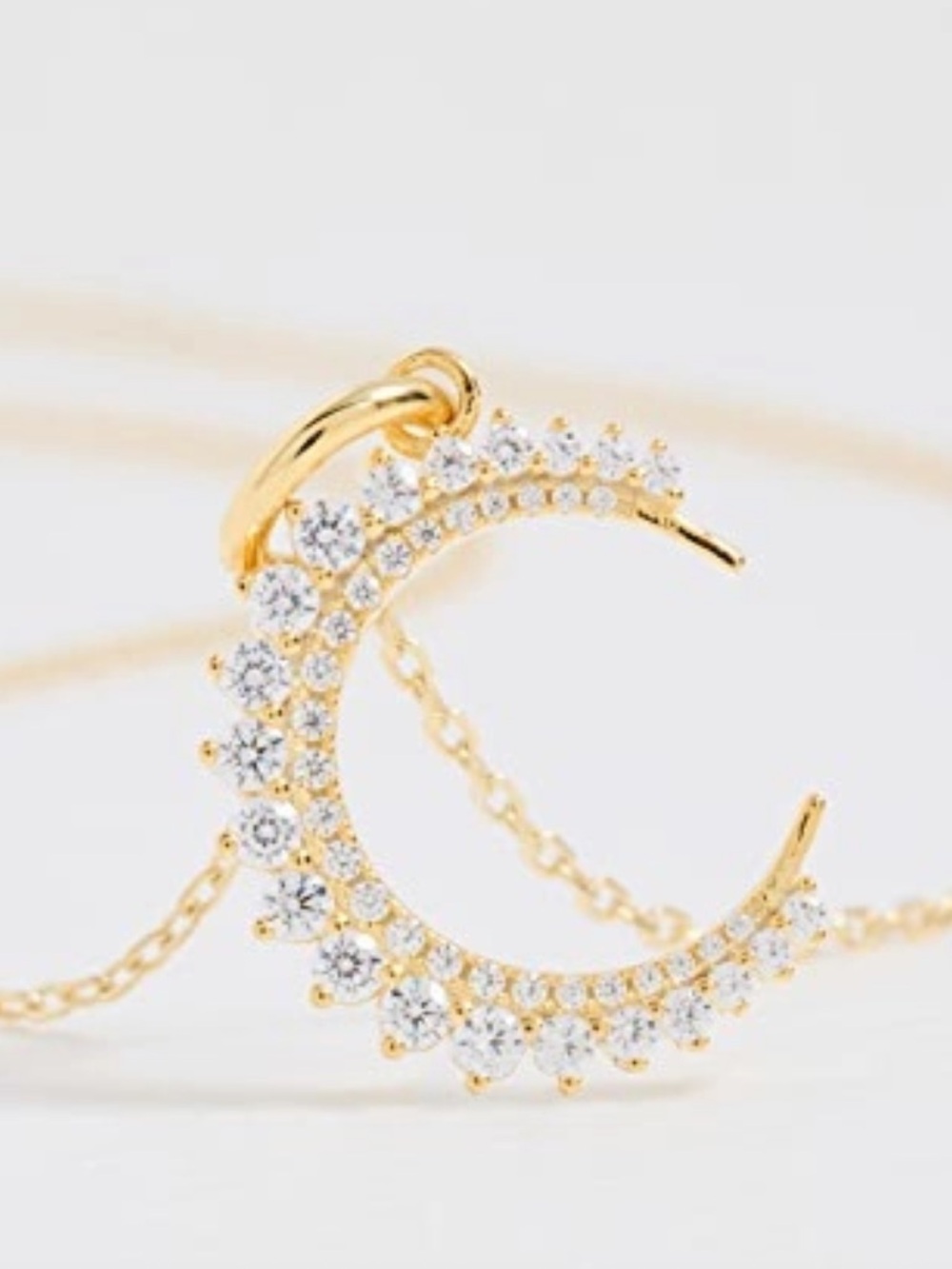 Adina Eden 14k Colored Half Circle Charm 3 Prong Necklace - Picture 2 of 5